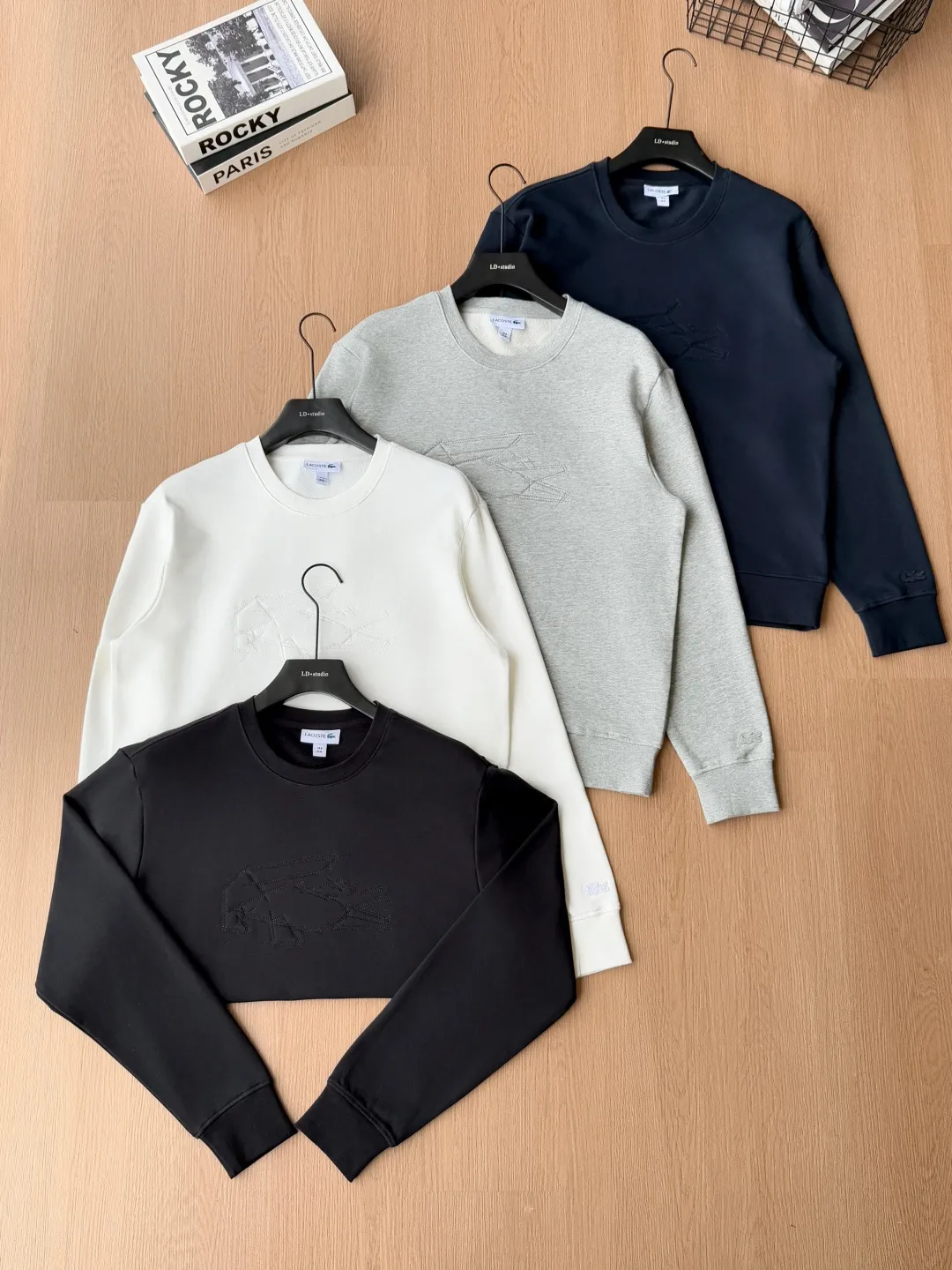 P 120LACOSTE. 2026 Autumn New Product Counter Same Style Embroidery Craft Cotton Round Neck Sweatshirt 360g Pure Cotton Terry M.L.XL 2XL LA-368